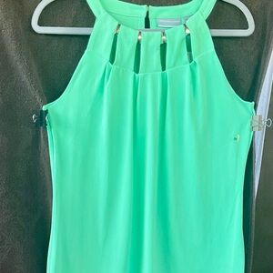 New York & Company Green Sleeveless Blouse with Cutouts